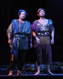 Tenor James Callon as Nadir and baritone Zachary Altman as Zurga in Opera San José’s The Pearl Fishers. Photo by Pat Kirk