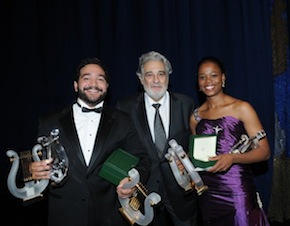 Barbera, Domingo, and Yende at the Operalia award ceremony
