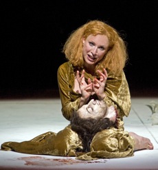 Salome (Nadja Michael)<br>with the object already off the charger<br>Photo by Cory Weaver