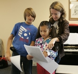 Alexis Alrich with two students at Crowden