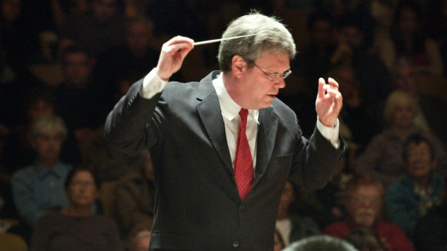 Conductor David Milnes leads eco ensemble in a performance of Kaija Saariaho's <em>Notes on Light</em> (Photo courtesy of Cal Performances)