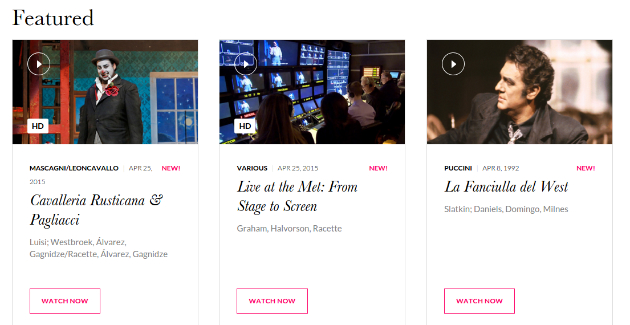 A screenshot of the Metropolitan Opera’s Met Opera on Demand