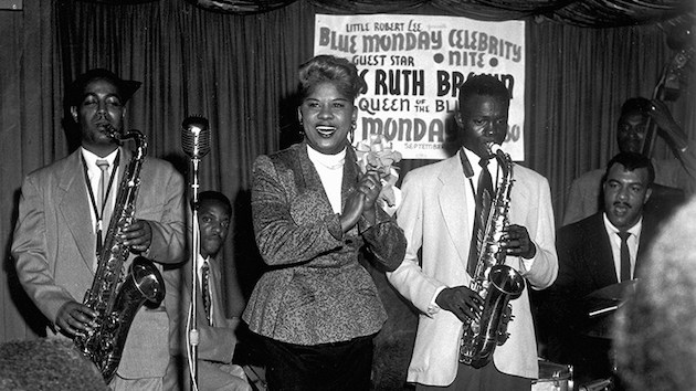 Ruth Brown with piano player Frank Jackson, sax player Leo Wright at the Booker T Washington Hotel Cocktail Lounge in the late 1950s. | <em>Credit: David Johnson</em>