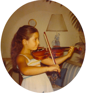 The artists as a budding violinist