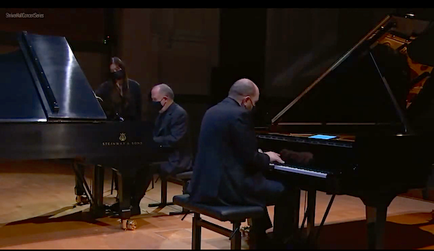 Pianists Garrick Ohlsson and Kirill Gerstein recording their livestream performance