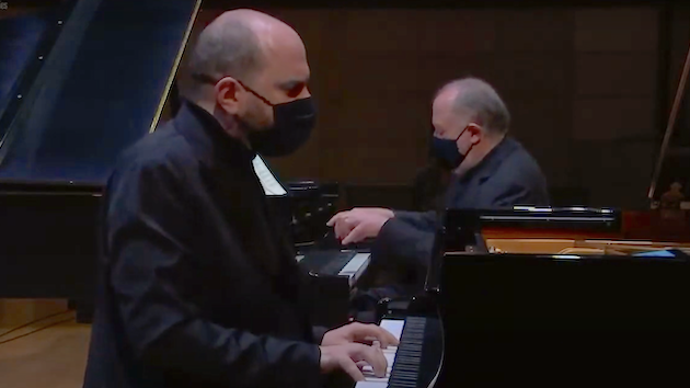 Pianists Kirill Gerstein and Garrick Ohlsson recording their livestream performance